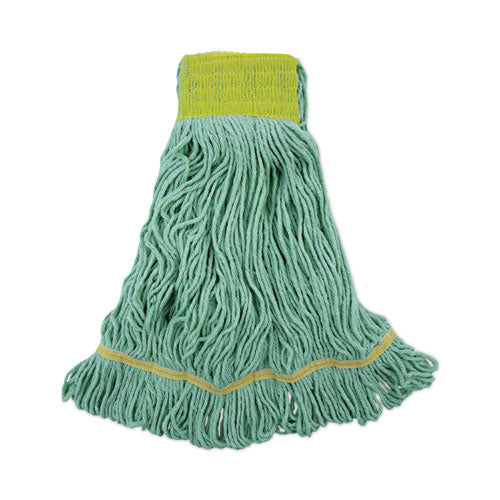 Image of Boardwalk® Ecomop Looped-End Mop Head, Recycled Fibers, Large Size, Green, 12/carton