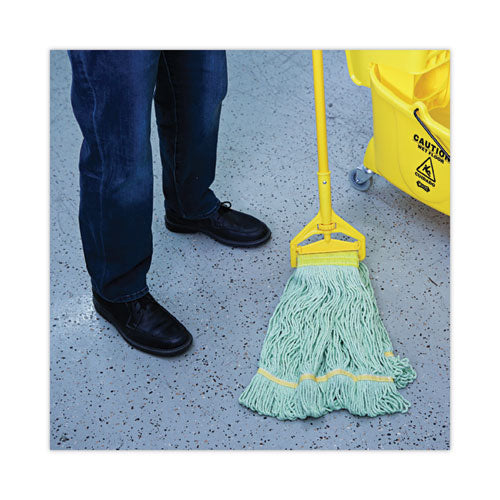 Image of Boardwalk® Ecomop Looped-End Mop Head, Recycled Fibers, Large Size, Green, 12/carton