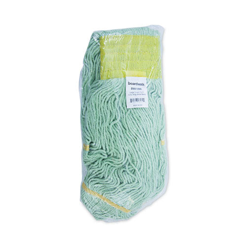Image of Boardwalk® Ecomop Looped-End Mop Head, Recycled Fibers, Large Size, Green, 12/carton