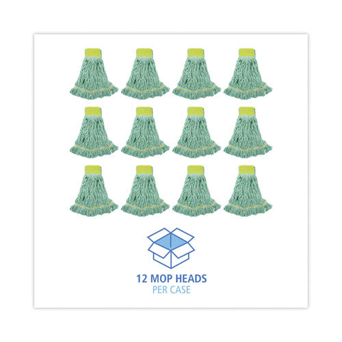 Image of Boardwalk® Ecomop Looped-End Mop Head, Recycled Fibers, Large Size, Green, 12/carton