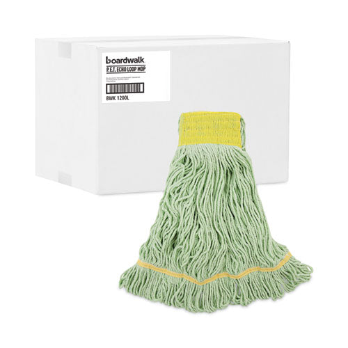 Image of Boardwalk® Ecomop Looped-End Mop Head, Recycled Fibers, Large Size, Green, 12/carton