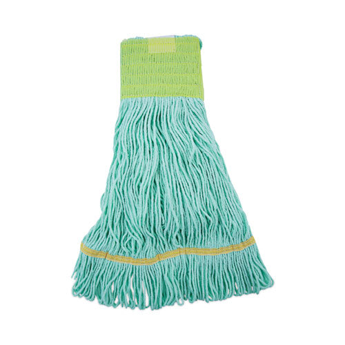 Image of Boardwalk® Ecomop Looped-End Mop Head, Recycled Fibers, Medium Size, Green