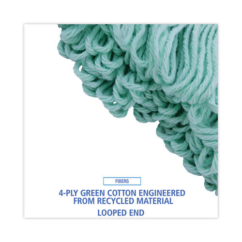 Image of Boardwalk® Ecomop Looped-End Mop Head, Recycled Fibers, Medium Size, Green