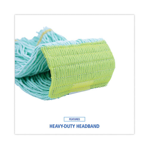 Image of Boardwalk® Ecomop Looped-End Mop Head, Recycled Fibers, Medium Size, Green