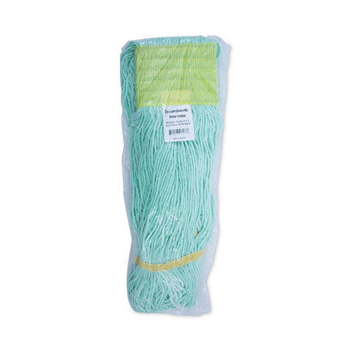 Image of Boardwalk® Ecomop Looped-End Mop Head, Recycled Fibers, Medium Size, Green