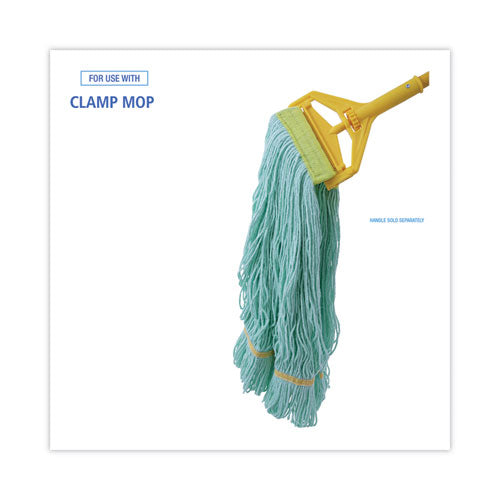 Image of Boardwalk® Ecomop Looped-End Mop Head, Recycled Fibers, Extra Large Size, Green, 12/ct