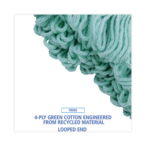 Image of Boardwalk® Ecomop Looped-End Mop Head, Recycled Fibers, Extra Large Size, Green, 12/ct