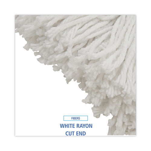 Image of Boardwalk® Mop Head, Value Standard Head, Rayon Fiber, Cut-End, Size No. 16, White, 12/carton
