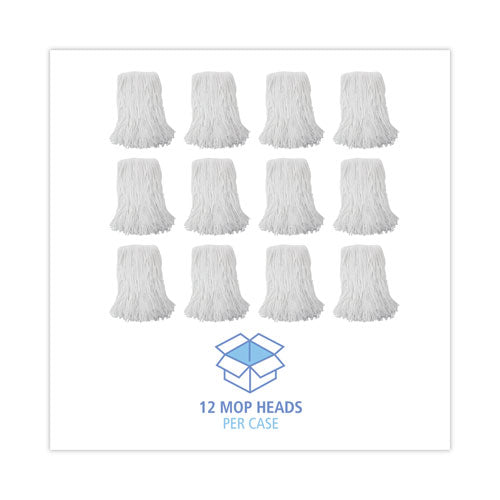 Image of Boardwalk® Mop Head, Value Standard Head, Rayon Fiber, Cut-End, Size No. 16, White, 12/carton