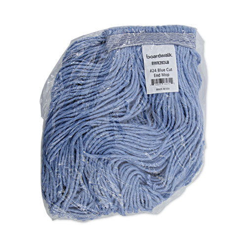 Image of Boardwalk® Mop Head, Standard Head, Cotton/synthetic Fiber, Cut-End, #24, Blue, 12/carton