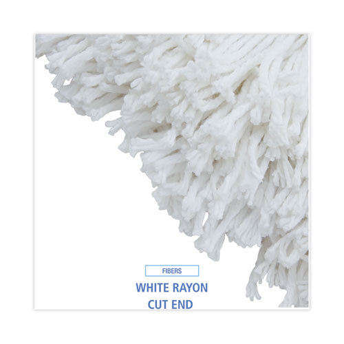 Image of Boardwalk® Cut-End Wet Mop Head, Rayon, No. 32, White, 12/carton