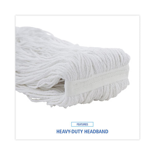 Image of Boardwalk® Cut-End Wet Mop Head, Rayon, No. 32, White, 12/carton