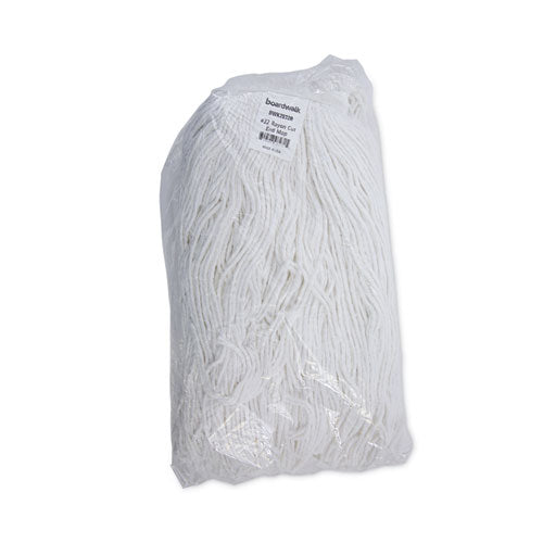 Image of Boardwalk® Cut-End Wet Mop Head, Rayon, No. 32, White, 12/carton
