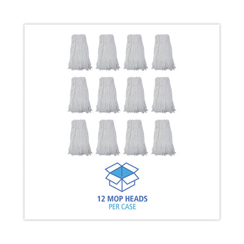 Image of Boardwalk® Cut-End Wet Mop Head, Rayon, No. 32, White, 12/carton