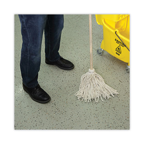 Image of Boardwalk® Handle/Deck Mops, #12 White Cotton Head, 48" Natural Wood Handle, 6/Pack