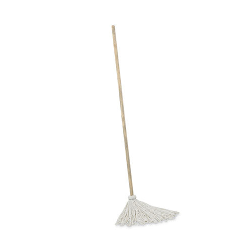 Image of Boardwalk® Handle/Deck Mops, #12 White Rayon Head, 48" Natural Wood Handle, 6/Pack
