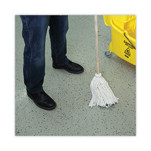 Image of Boardwalk® Handle/Deck Mops, #12 White Rayon Head, 48" Natural Wood Handle, 6/Pack