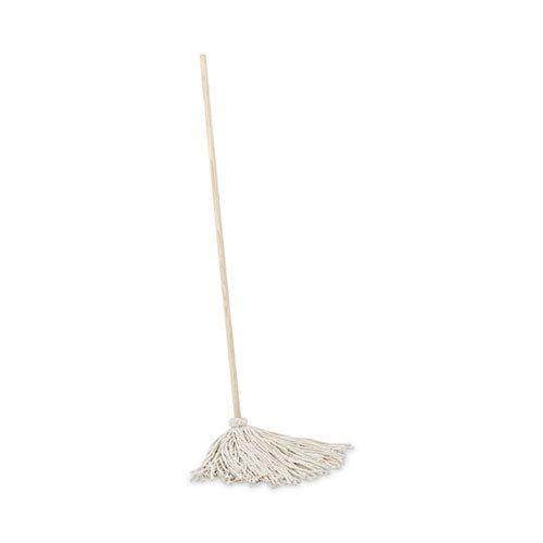 Image of Boardwalk® Handle/Deck Mops, #16 White Cotton Head, 48" Natural Wood Handle
