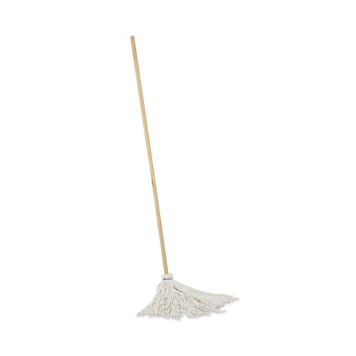 Image of Boardwalk® Handle/Deck Mops, #16 White Rayon Head, 48" Natural Wood Handle
