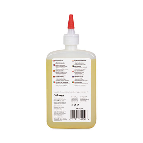 Image of Fellowes® Powershred Performance Oil, 12 Oz Bottle With Extension Nozzle