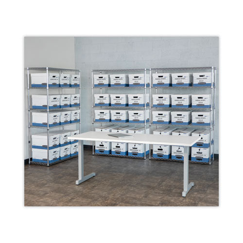 Image of Bankers Box® Stor/file Medium-Duty Letter/legal Storage Boxes, Letter/legal Files, 12.75" X 16.5" X 10.5", White/blue, 4/carton