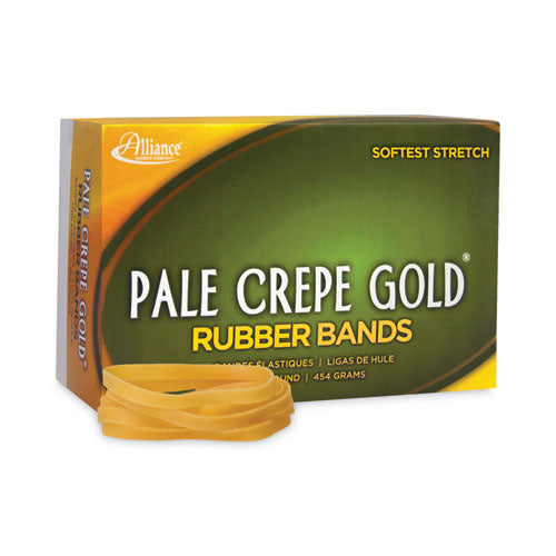 Image of Alliance® Pale Crepe Gold Rubber Bands, Size 64, 0.04" Gauge, Golden Crepe, 1 lb Box, 490/Box