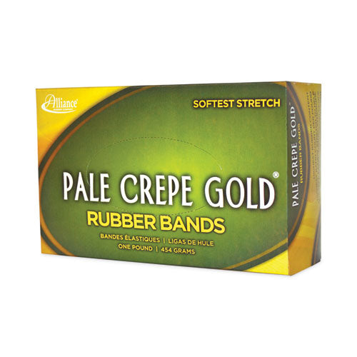 Image of Alliance® Pale Crepe Gold Rubber Bands, Size 19, 0.04" Gauge, Golden Crepe, 1 lb Box, 1,890/Box