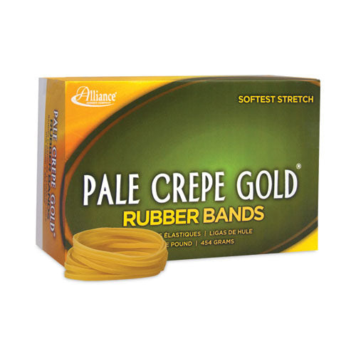 Image of Alliance® Pale Crepe Gold Rubber Bands, Size 32, 0.04" Gauge, Golden Crepe, 1 lb Box, 1,100/Box