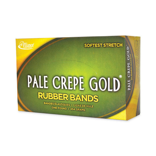 Image of Alliance® Pale Crepe Gold Rubber Bands, Size 64, 0.04" Gauge, Golden Crepe, 1 lb Box, 490/Box