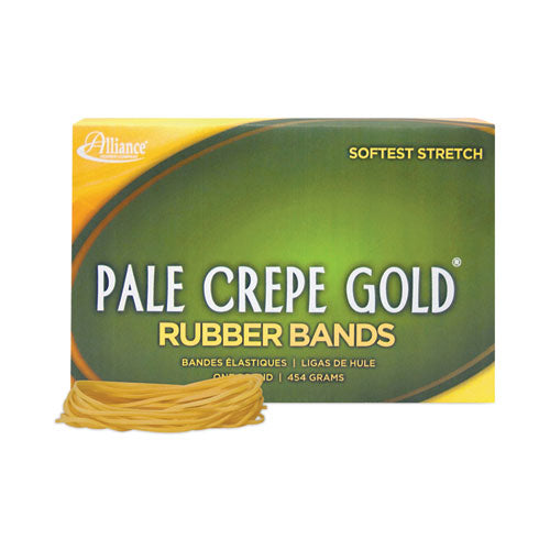 Image of Alliance® Pale Crepe Gold Rubber Bands, Size 19, 0.04" Gauge, Golden Crepe, 1 lb Box, 1,890/Box