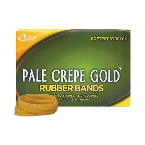 Image of Alliance® Pale Crepe Gold Rubber Bands, Size 32, 0.04" Gauge, Golden Crepe, 1 lb Box, 1,100/Box