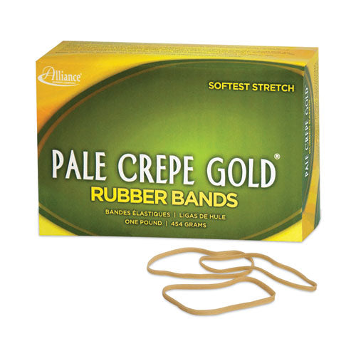 Image of Alliance® Pale Crepe Gold Rubber Bands, Size 33, 0.04" Gauge, Golden Crepe, 1 lb Box, 970/Box