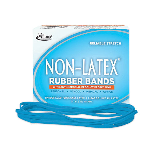 Image of Alliance® Antimicrobial Non-Latex Rubber Bands, Size 117b, 0.06" Gauge, Cyan Blue, 4 Oz Box, 62/box