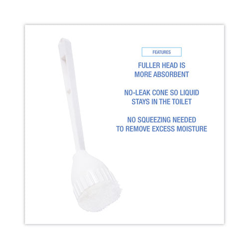Image of Boardwalk® Cone Toilet Bowl Mop, 10" Handle, 2" Mop Head, White, 25/Carton