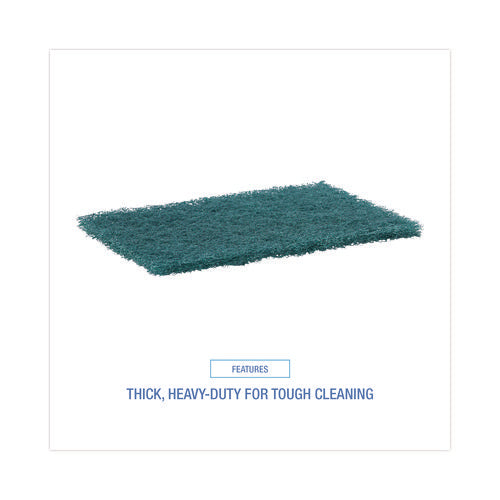 Image of Boardwalk® Heavy-Duty Scouring Pad, 6 x 9, Green, 15/Carton