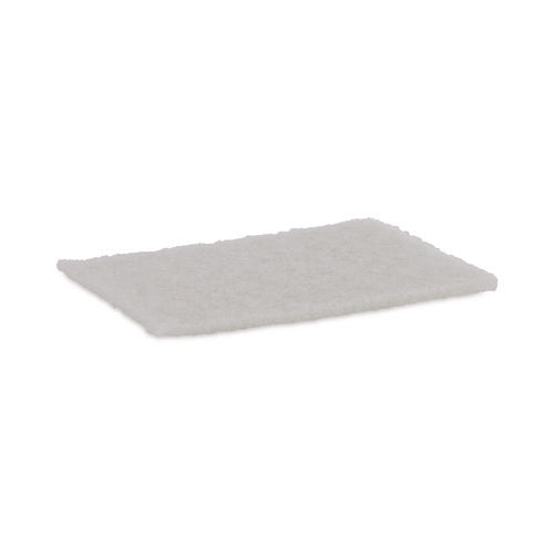 Image of Boardwalk® Light-Duty Scouring Pad, 6 x 9, White, 20/Carton