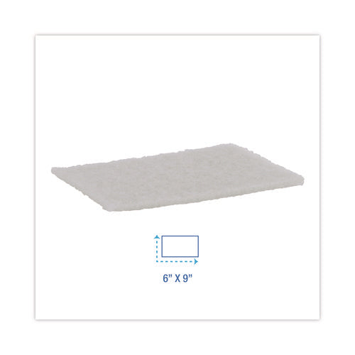 Image of Boardwalk® Light-Duty Scouring Pad, 6 x 9, White, 20/Carton