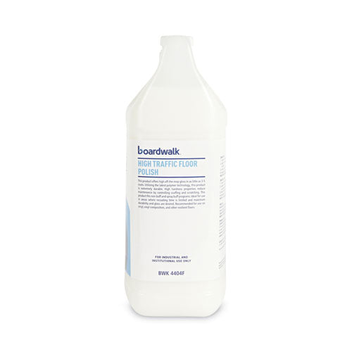 Image of Boardwalk® High Traffic Floor Polish, Apply 3 to 5 Coats per Application, Unscented, 1 gal Bottle, 4/Carton
