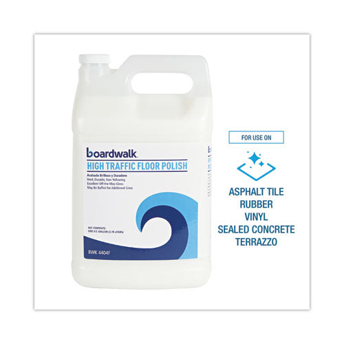 Image of Boardwalk® High Traffic Floor Polish, Apply 3 to 5 Coats per Application, Unscented, 1 gal Bottle