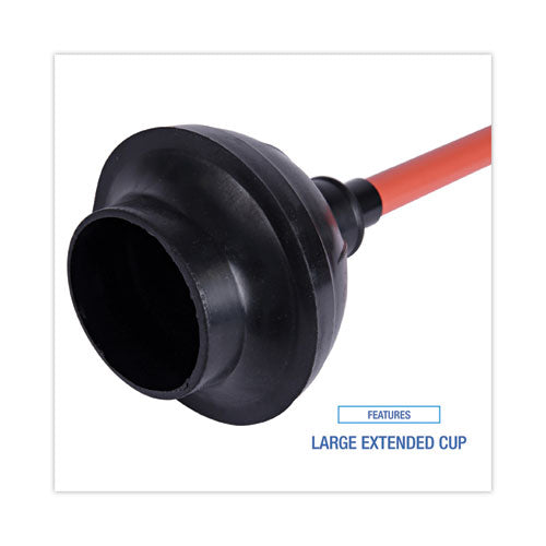 Image of Boardwalk® Toilet Plunger, 18" Plastic Handle, 5.63" Dia, Red/black, 6/carton