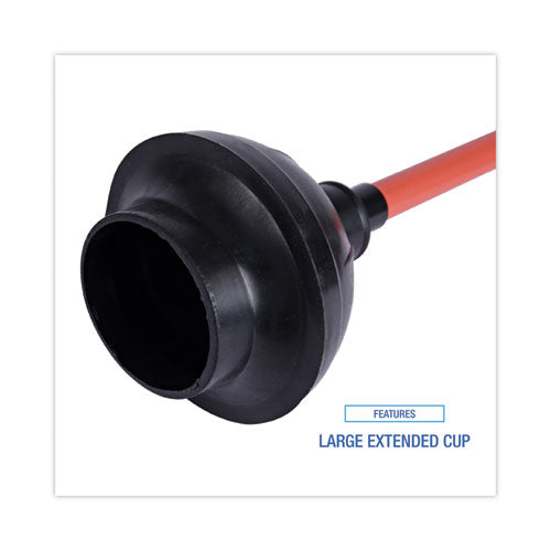 Image of Boardwalk® Toilet Plunger, 18" Plastic Handle, 5.63" Dia, Red/black