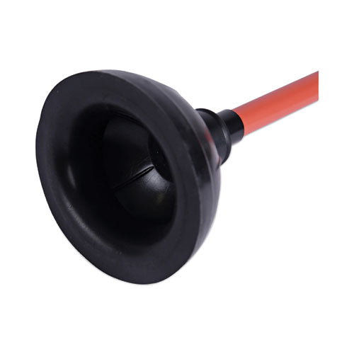Image of Boardwalk® Toilet Plunger, 18" Plastic Handle, 5.63" Dia, Red/black