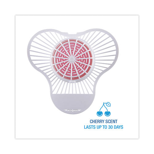 Image of Boardwalk® Urinal Screen With Para Deodorizer Block, Cherry Scent, 3 Oz, Red/white, 12/box