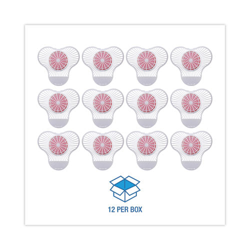 Image of Boardwalk® Urinal Screen With Para Deodorizer Block, Cherry Scent, 3 Oz, Red/white, 12/box