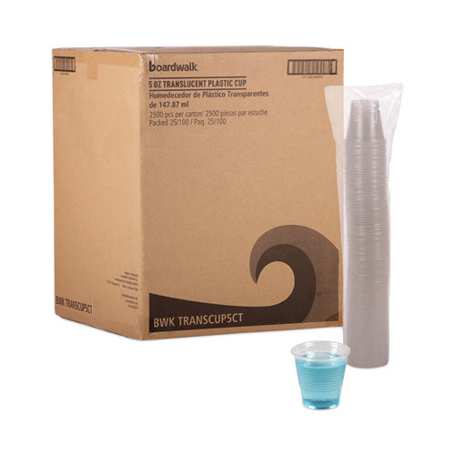 Image of Boardwalk® Translucent Plastic Cold Cups, 5 oz, 100/Sleeve, 25 Sleeves/Carton