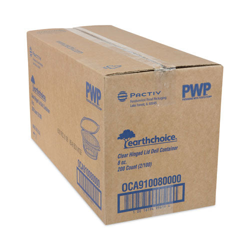Image of Pactiv Evergreen EarthChoice Recycled PET Hinged Container, 8 oz, 4.92 x 5.87 x 1.32, Clear, Plastic, 200/Carton