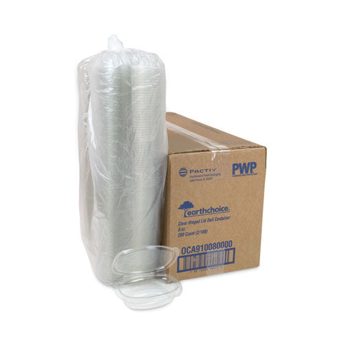 Image of Pactiv Evergreen EarthChoice Recycled PET Hinged Container, 8 oz, 4.92 x 5.87 x 1.32, Clear, Plastic, 200/Carton