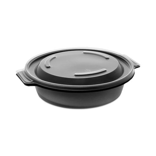 Image of Pactiv Evergreen EarthChoice MealMaster Container with Lid, 16 oz, 7 x 7 x 1.8, Black/Clear, Plastic, 252/Carton