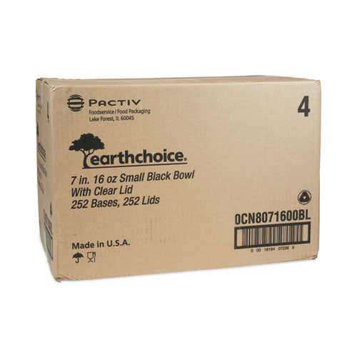 Image of Pactiv Evergreen EarthChoice MealMaster Container with Lid, 16 oz, 7 x 7 x 1.8, Black/Clear, Plastic, 252/Carton