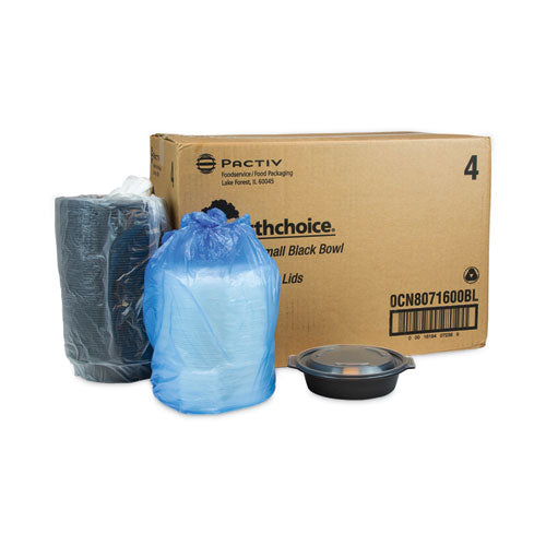 Image of Pactiv Evergreen EarthChoice MealMaster Container with Lid, 16 oz, 7 x 7 x 1.8, Black/Clear, Plastic, 252/Carton